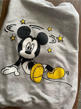 Adult Grey Mickey Mouse Graphic Sweatshirt with Yellow Accents